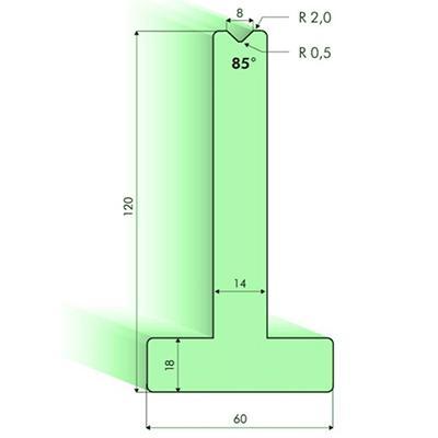 Т-образная матрица 85°, Н=120мм