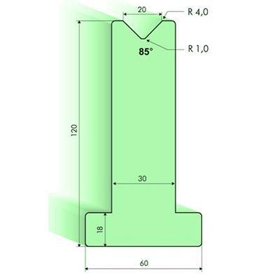 Т-образная матрица 85°, Н=120мм