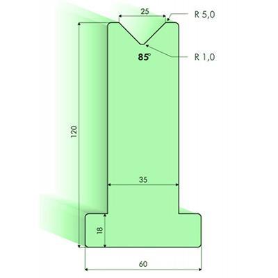 Т-образная матрица 85°, Н=120мм