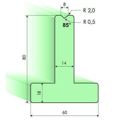 Т-образная матрица 85°, Н=80мм
