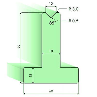 Т-образная матрица 85°, Н=80мм