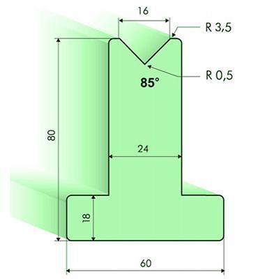 Т-образная матрица 85°, Н=80мм