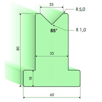 Т-образная матрица 85°, Н=80мм