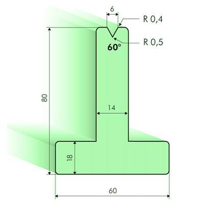 Т-образная матрица 60° высотой 80мм