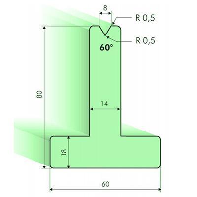 Т-образная матрица 60° высотой 80мм