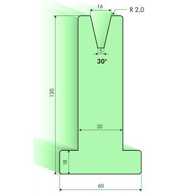 Т-образная матрица 30°, высота=120мм